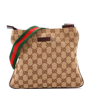 Gucci Web Strap Zip Messenger Bag Gg #239244G11B
